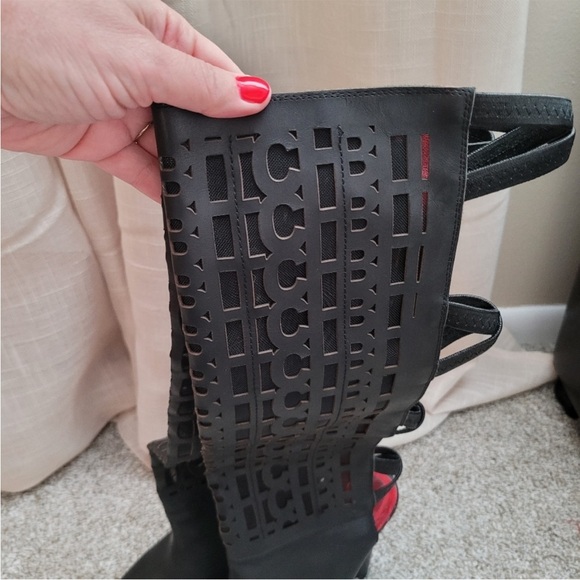 Jeffrey Campbell Boots B*tch Laser Cut Leather Heeled Boots - Picture 7 of 14